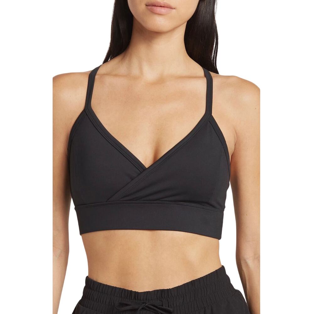 90 Degree by Reflex Black Strappy Sports Bra Wrap Front NWT Small
